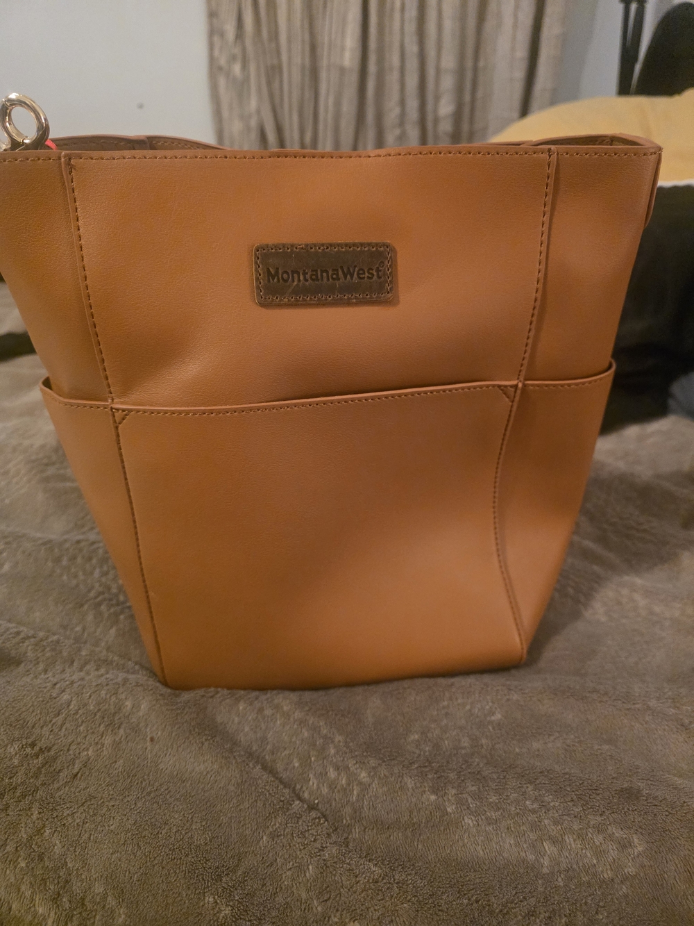 Montana West Cognac Tan Structured Shoulder Tote